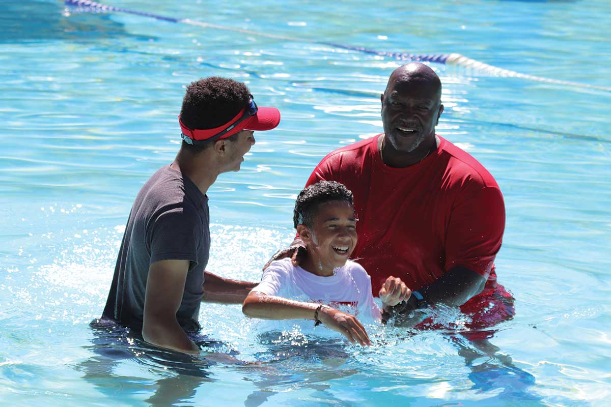 Camper being baptized at Mont Lawn Camp 2024