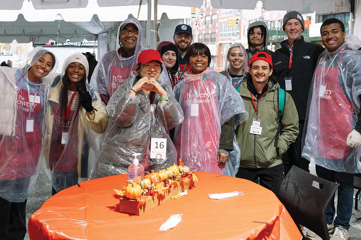 Thanksgiving volunteers smiling