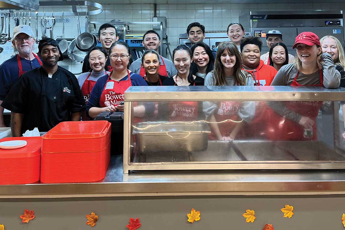 Thanksgiving volunteers smiling